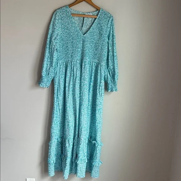 Tuckernuck Pink City Prints Ocean Ditsy Isabel V Neck Dress Large